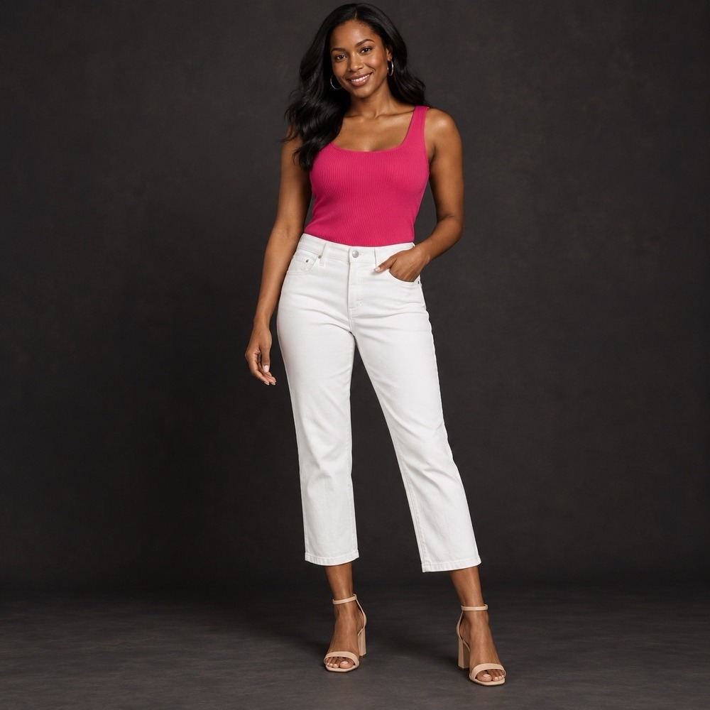 LRL Lauren Jeans Co Ralph Lauren Women 12 White Modern Straight Cropped Jeans
